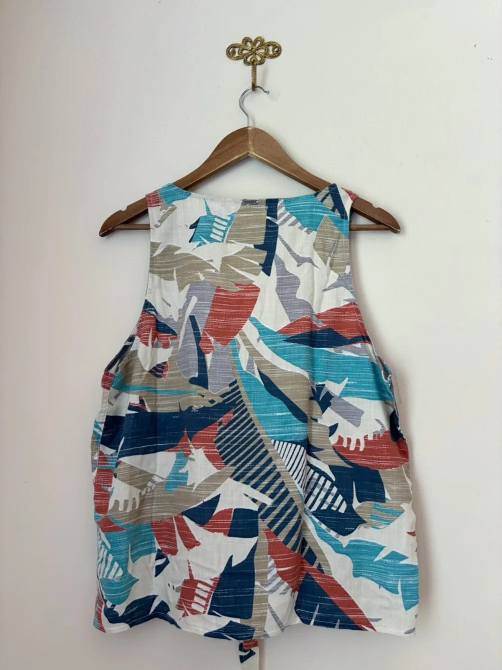 Prana McKenzie Tie Front Tank Top Large Atlantic Paloma Coastal Summer - Picture 5 of 7